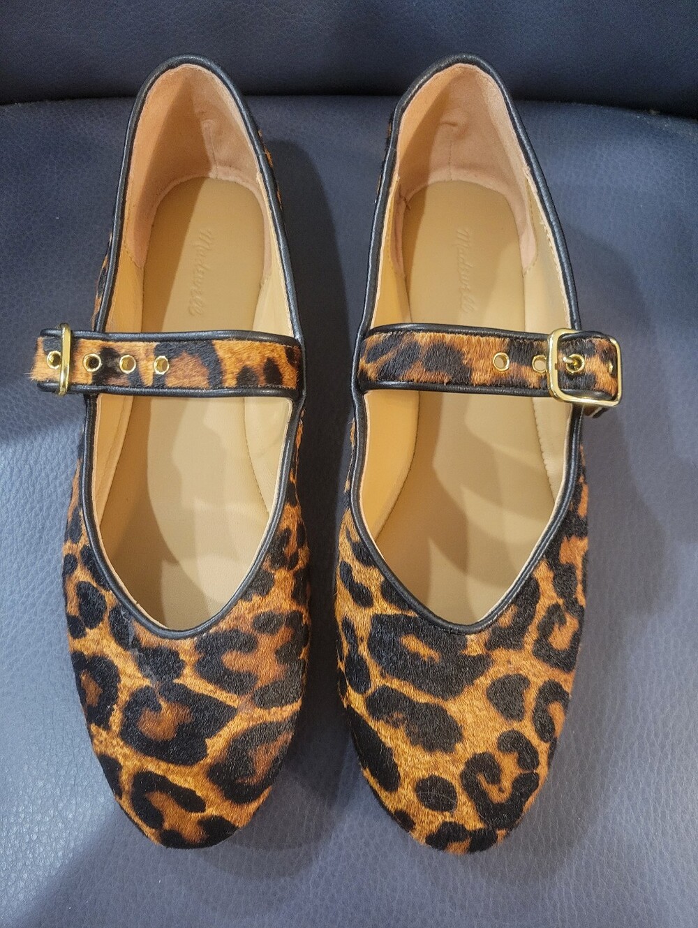Madewell The Remy Leopard Mary Jane Flats Genuine Calf Hair Size 7
